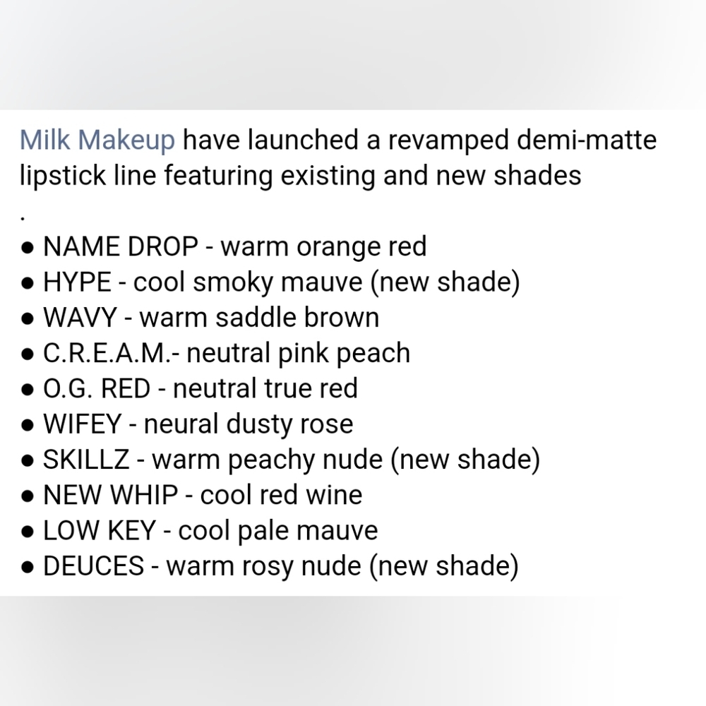 C.R.E.A.M. | Lip Color Hydrating Matte Lipstick | Milk Makeup | Brand New in Box - Picture 10 of 13